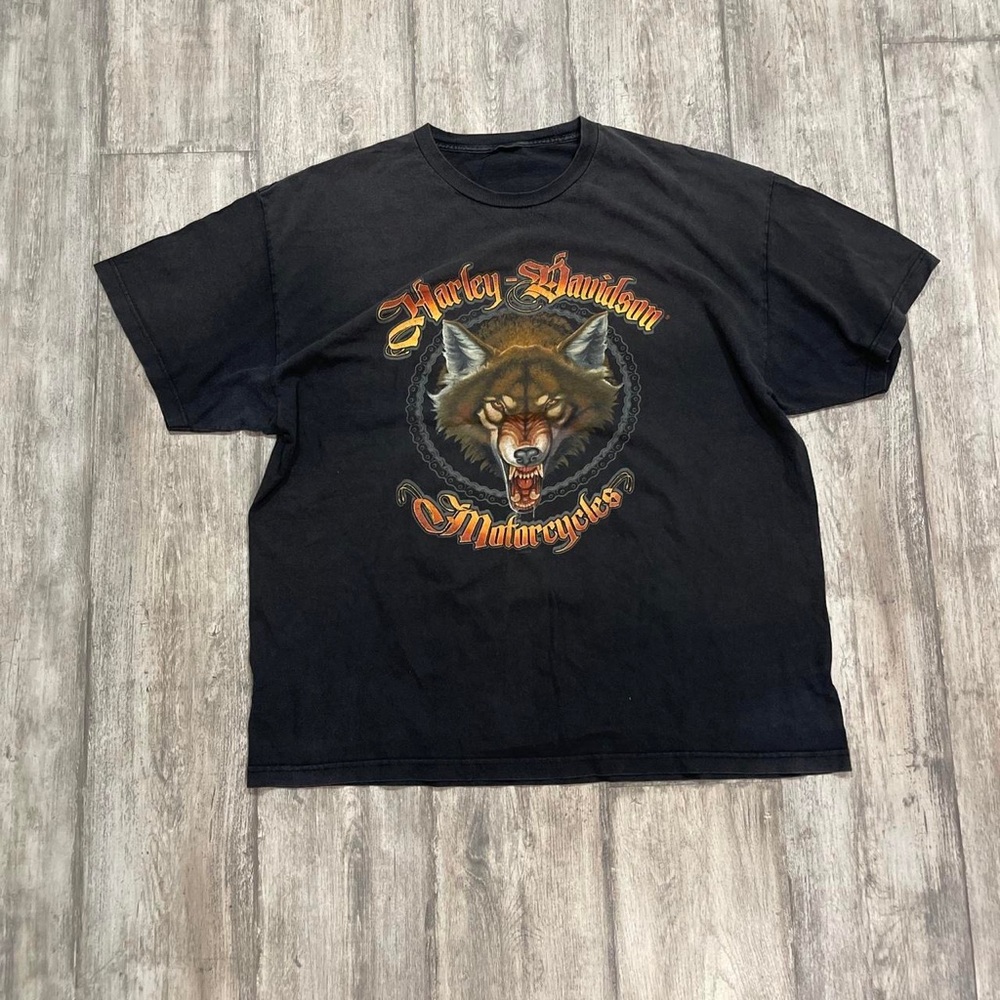 Harley Davidson wolf cyber y2k t shirt